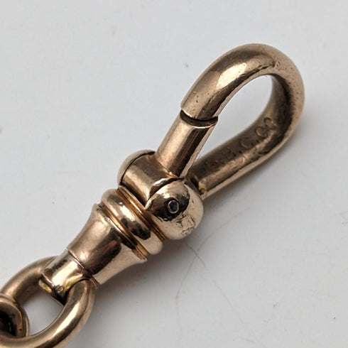 Antique British Gold-Plated Albert Chain 9ct Gold Two-Tone Swivel Fob