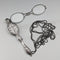 American antique sterling silver detailed portable folding glasses with chain