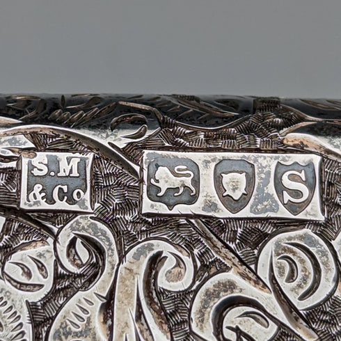 1893 British antique double-sided sterling silver card case with accordion pocket, 126g, Sampson Mordan