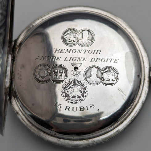 古董瑞士製造未簽名懷錶銀色側分鐘 Niero 獵人錶殼運作良好