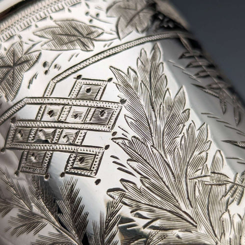 Antique British silver plate mug from Deykin & Sons, circa 1900