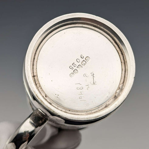 Antique British silver plate mug from Deykin & Sons, circa 1900