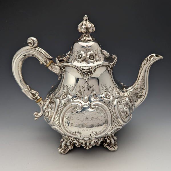 1868 British antique sterling silver teapot 815g Robert Harper