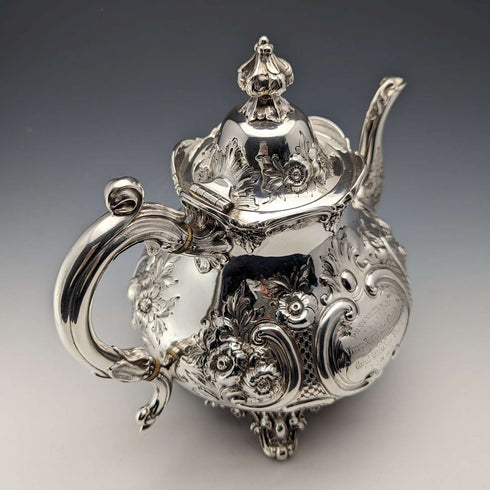 1868 British antique sterling silver teapot 815g Robert Harper