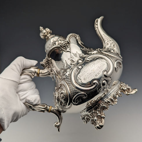 1868年 英国アンティーク 純銀製 ティーポット 815g Robert Harper