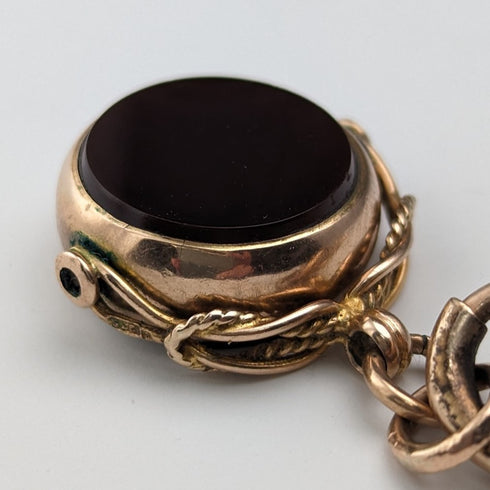 Antique British Gold-Plated Albert Chain 9ct Gold Two-Tone Swivel Fob