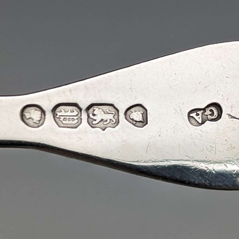 1850 British antique sterling silver tea caddy spoon Chawner & Co.