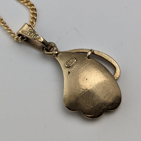 ヴィンテージ 9ctゴールド リーフ型ペンダント ネックレス