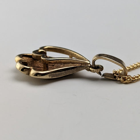 ヴィンテージ 9ctゴールド リーフ型ペンダント ネックレス