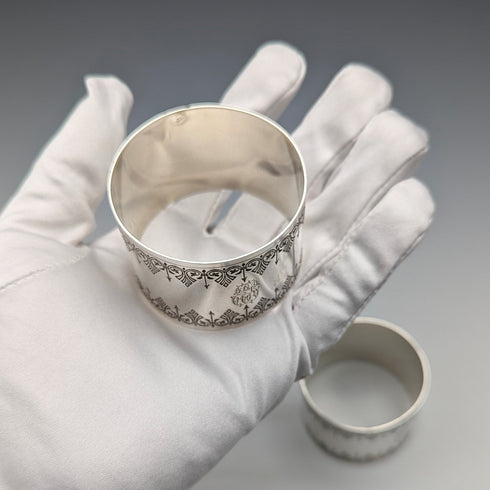 法國古董 950 純銀餐巾環一對 86 克