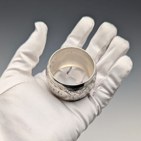 1897年 英国アンティーク 純銀製 ナプキンリング 36g Hilliard&Thomason