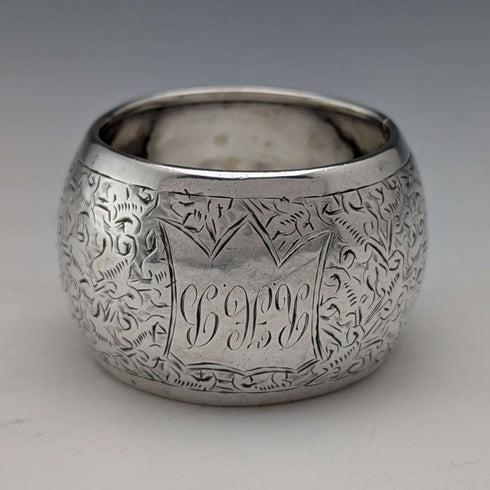 Anillo para servilleta de plata de ley, antiguo, británico, de 1886, 22 g
