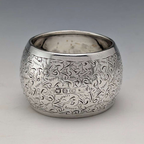 Anillo para servilleta de plata de ley, antiguo, británico, de 1886, 22 g