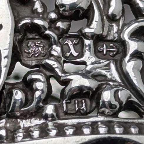 1897 British antique sterling silver openwork napkin ring, 27g, Thomas Hayes