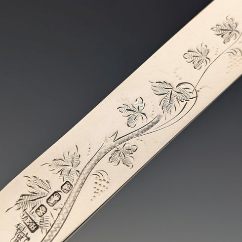 1890年 英国アンティーク 純銀製 デザートカトラリーペア 67g Walker&Hall