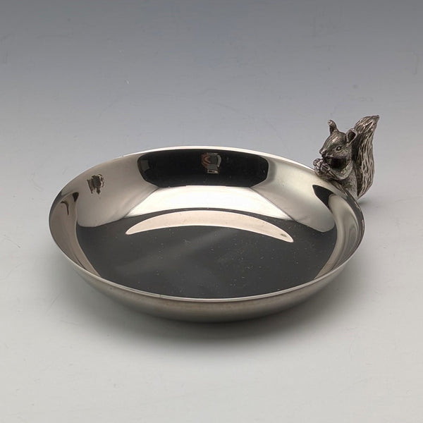 Vintage British silver plate squirrel decorated nut dish M&R