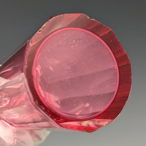 1910 British antique cranberry glass sugar caster with pure silver lid, Hukin & Heath