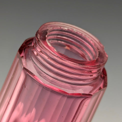 1910 British antique cranberry glass sugar caster with pure silver lid, Hukin & Heath