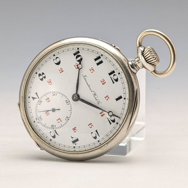 1918年頃 アンティーク IWCシャフハウゼン 懐中時計 ニッケルシルバーケース 整備済