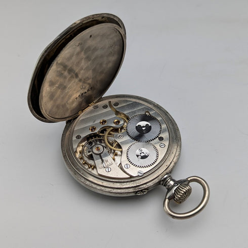 1918年頃 アンティーク IWCシャフハウゼン 懐中時計 ニッケルシルバーケース 整備済