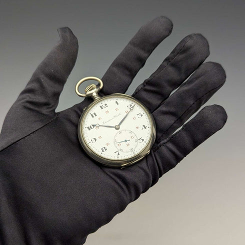 1918年頃 アンティーク IWCシャフハウゼン 懐中時計 ニッケルシルバーケース 整備済