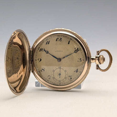 Circa 1930 German Junghans pocket watch with gold-plated hunter case, refurbished