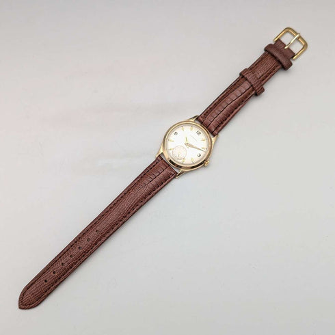 1958 British Garrard 9K solid gold Denison case men's wristwatch in box, serviced