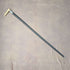 1897 British antique gentleman's pure silver decorated L-shaped horn handle walking stick 83cm