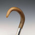 Vintage Gentleman's Sterling Silver Decorated Curved Horn Handle Walking Stick 86cm