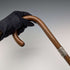 1918 British antique gentleman's walking stick, 91cm, embossed pure silver decoration, curved handle