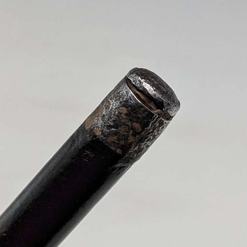 1897 British antique gentleman's pure silver decorated L-shaped horn handle walking stick 83cm