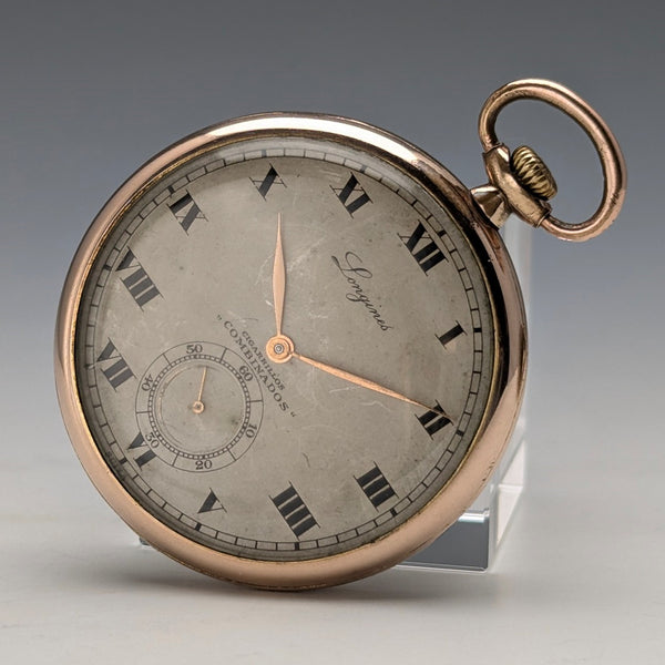 Circa 1931 Vintage Longines Pocket Watch Thin Gold-Plated Case Cal18.69Z In Good Working Condition