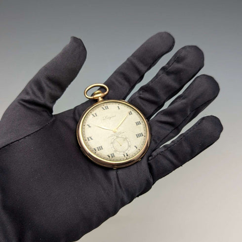 Circa 1931 Vintage Longines Pocket Watch Thin Gold-Plated Case Cal18.69Z In Good Working Condition