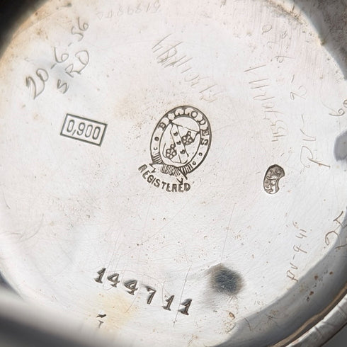 1913年頃 アンティーク Billodes/ゼニス 懐中時計 彫刻銀側ハンターケース 動作品