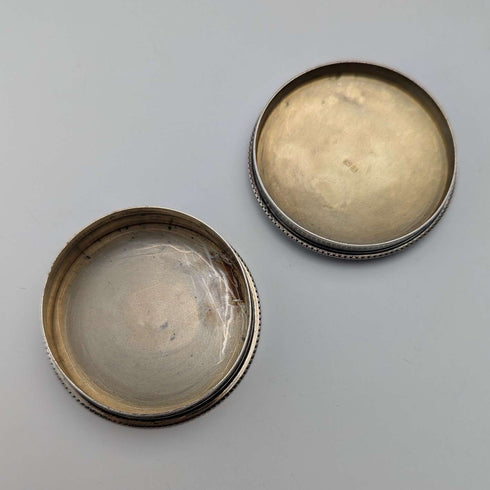 1942 British Vintage Blue Guilloche Enamel Sterling Silver Pill Case Cohen & Charles