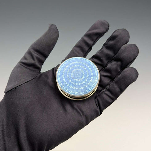 1942 British Vintage Blue Guilloche Enamel Sterling Silver Pill Case Cohen & Charles