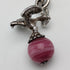 Circa 1900 British antique sterling silver Albert chain, 46g, sterling silver eagle & natural stone fob
