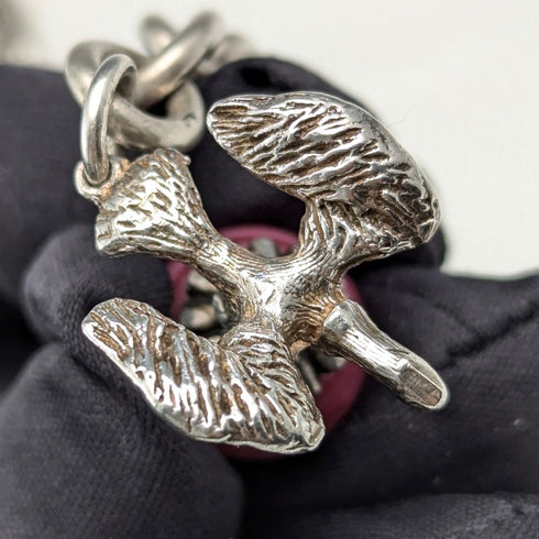 Circa 1900 British antique sterling silver Albert chain, 46g, sterling silver eagle & natural stone fob