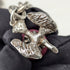 Circa 1900 British antique sterling silver Albert chain, 46g, sterling silver eagle & natural stone fob