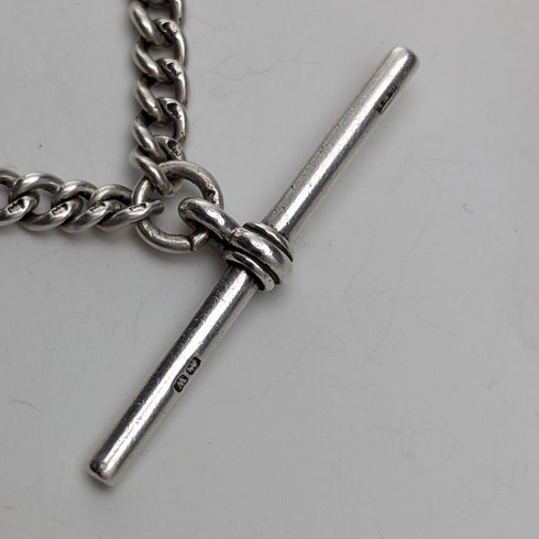 約 1920 年英國古董純銀阿爾伯特鏈 30 克爪子和碗扣