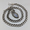 Circa 1900 British antique sterling silver Albert chain 33g moonstone fob