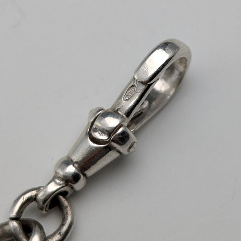 Circa 1900 British antique sterling silver Albert chain 33g moonstone fob
