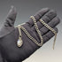 Circa 1900 British antique sterling silver Albert chain 33g moonstone fob