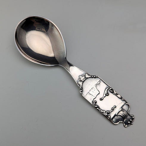 Nordic vintage silver plate tea caddy spoon David Andersen boxed
