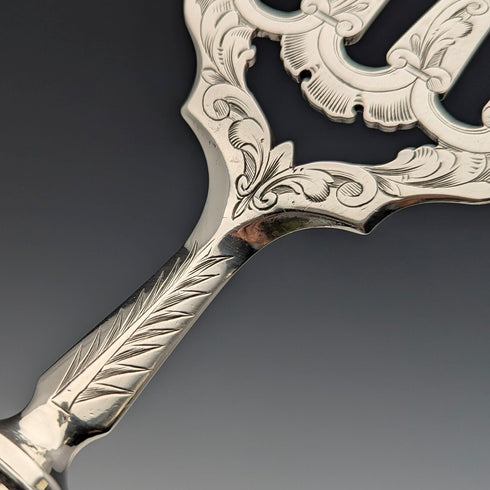 1850 British antique pure silver fish server pair, 370g total, HJ Lias&Son