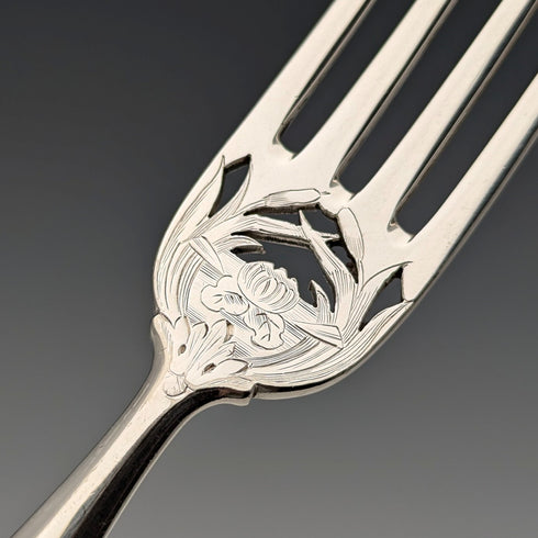 1860年頃 英国アンティーク 純銀ハンドル フィッシュカトラリー 6ペア Aaron Hadfield