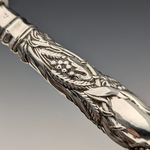 1840 British Antique Pure Silver Handle Fish Cutlery, 4 Pairs, William Sansom