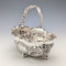 1896 British antique sterling silver basket with earrings and movable handles, 159g, John Round