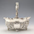 1896 British antique sterling silver basket with earrings and movable handles, 159g, John Round