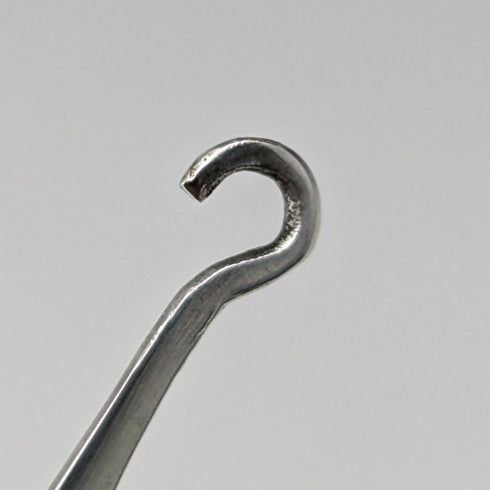 1904 British antique white mother-of-pearl handle and pure silver button hook by John Holmes